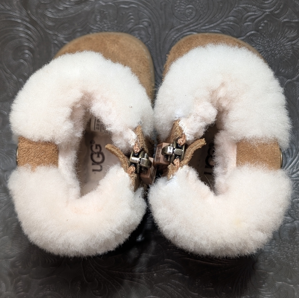 UGG Infant Size 0/1 XS Ramona Brown Suede Boots Size 0/1 XS Faux Fur Lining - Picture 6 of 12